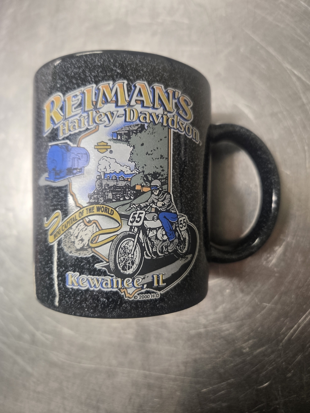 Harley-Davidson Black Speckled Kewanee IL Motorcycle Mug